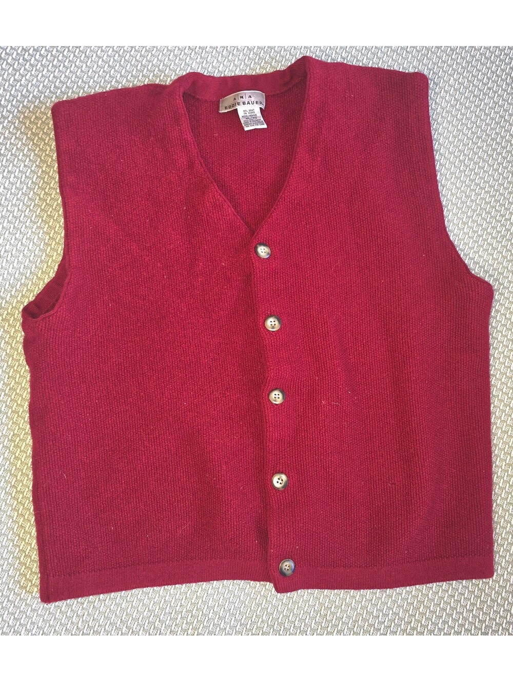 Men's burgundy 100% wool sweater vest by Eddie Bauer size XL